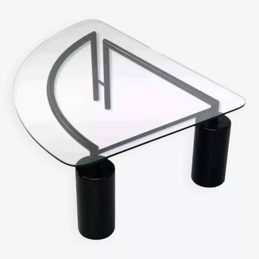 80s coffee table in metal and glass