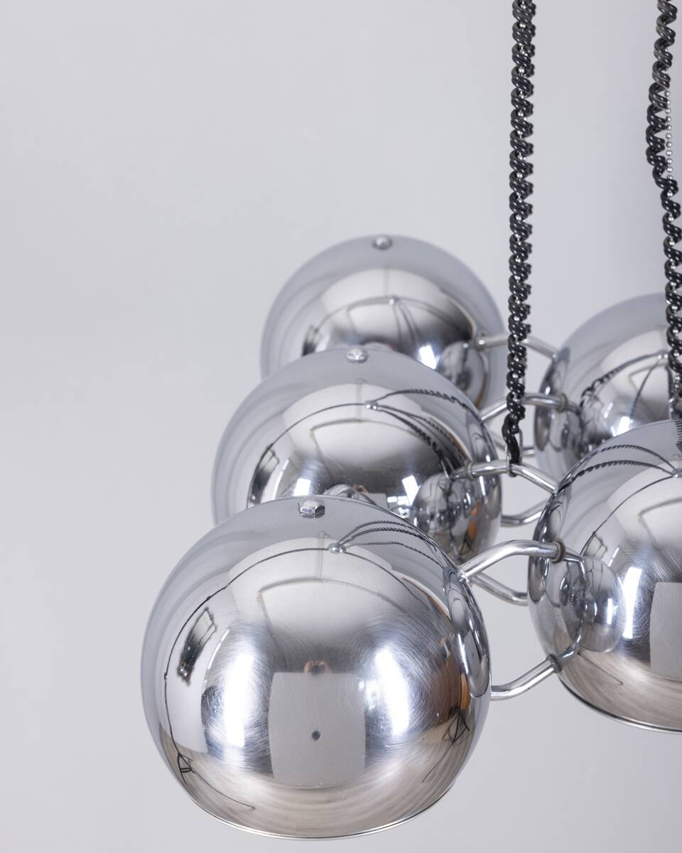 Vintage 1970s chrome-plated chandelier designed by Goffredo Reggiani