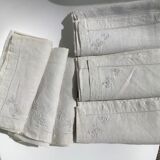 6 serviettes carrées lin mb brodé main dans l’angle
