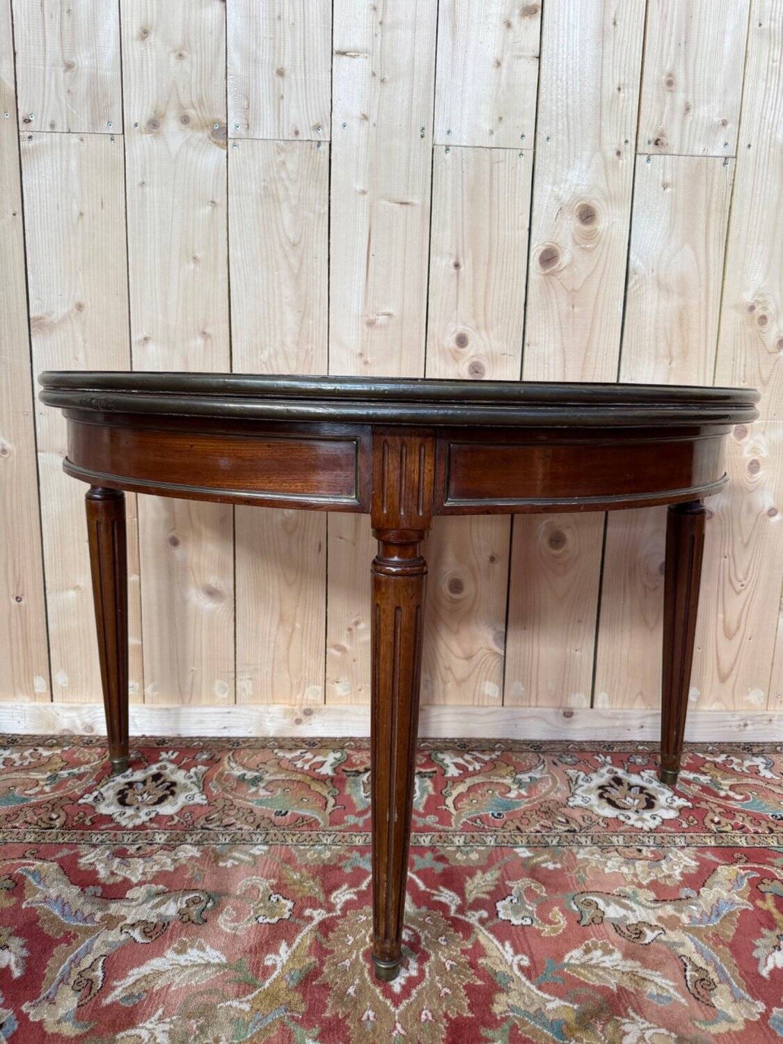 Console - Half-moon table Louis XVI in solid mahogany
