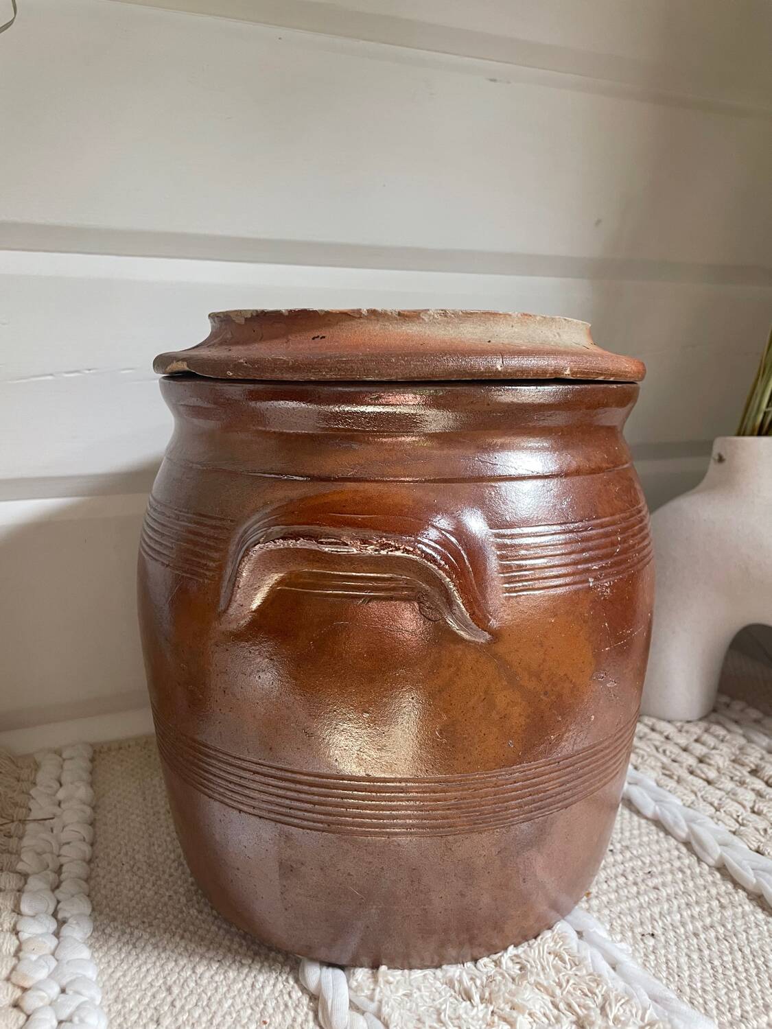 Old stoneware salt cellar