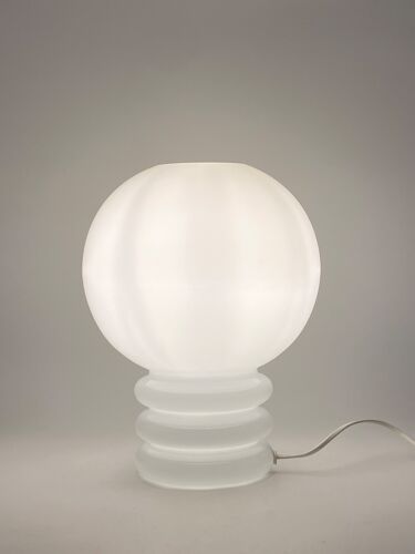 Lampe ampoule en verre blanc vintage par Glashütte Limburg 1979