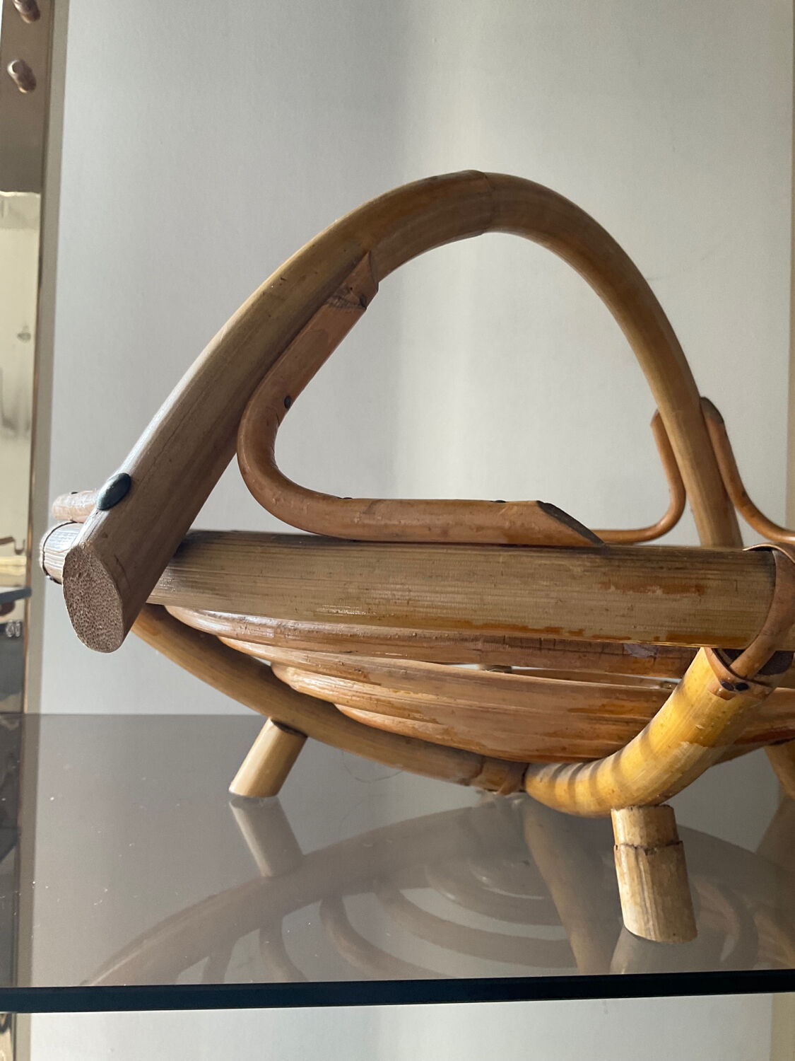 Vintage rattan basket 60s-70s