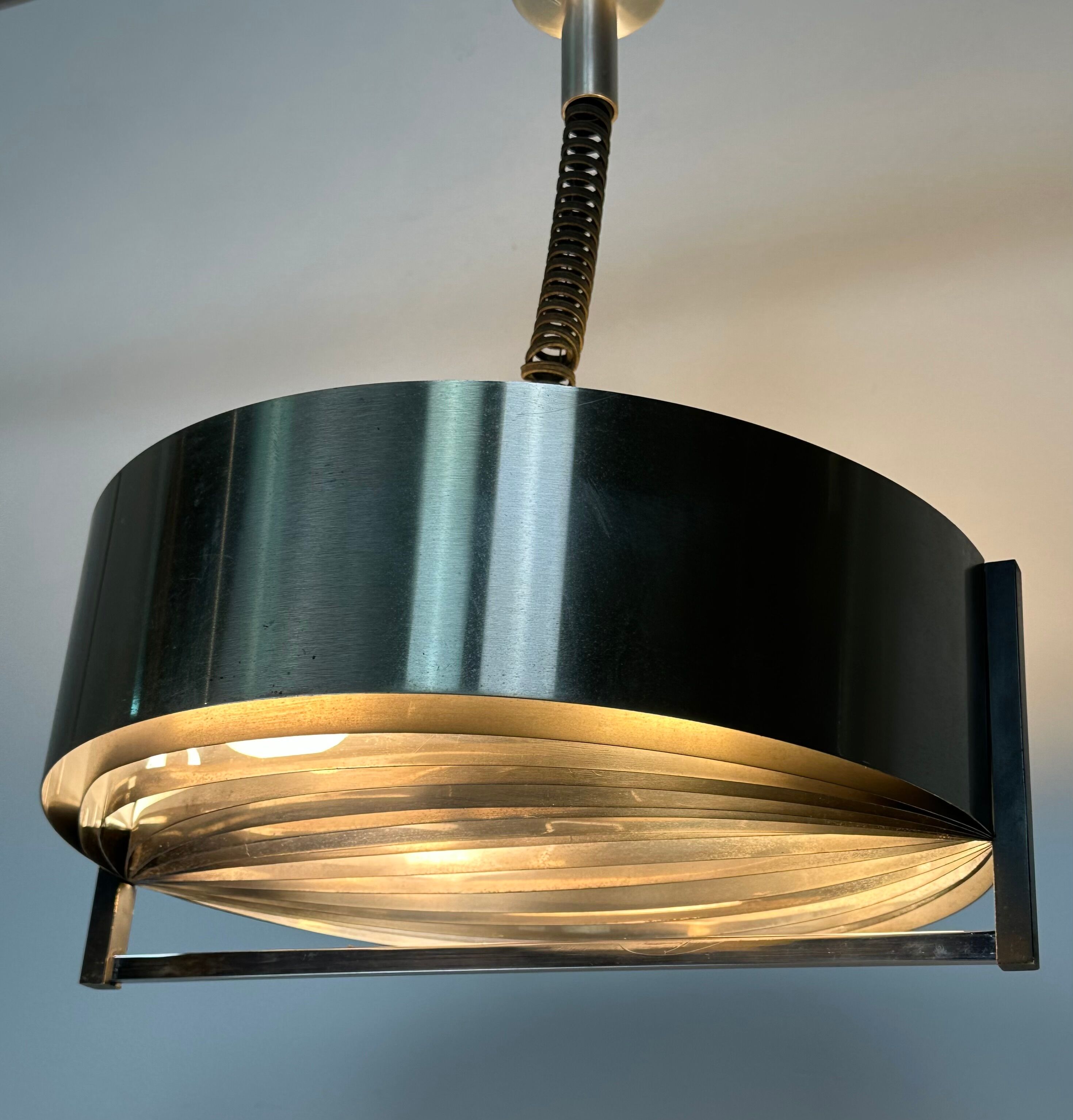 Vintage chandelier 70'S in chrome stainless steel 4 extendable lights