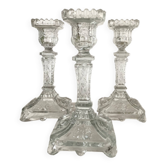 Bougeoirs en verre moulé X3