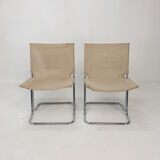 Set of 2 italian canvas and chromed metal chairs, 1970's