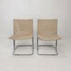 Set of 2 italian canvas and chromed metal chairs, 1970's