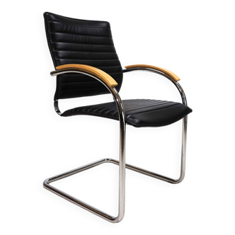 Thonet S74 leather dining/conference chair by Josef Gorica, 1990