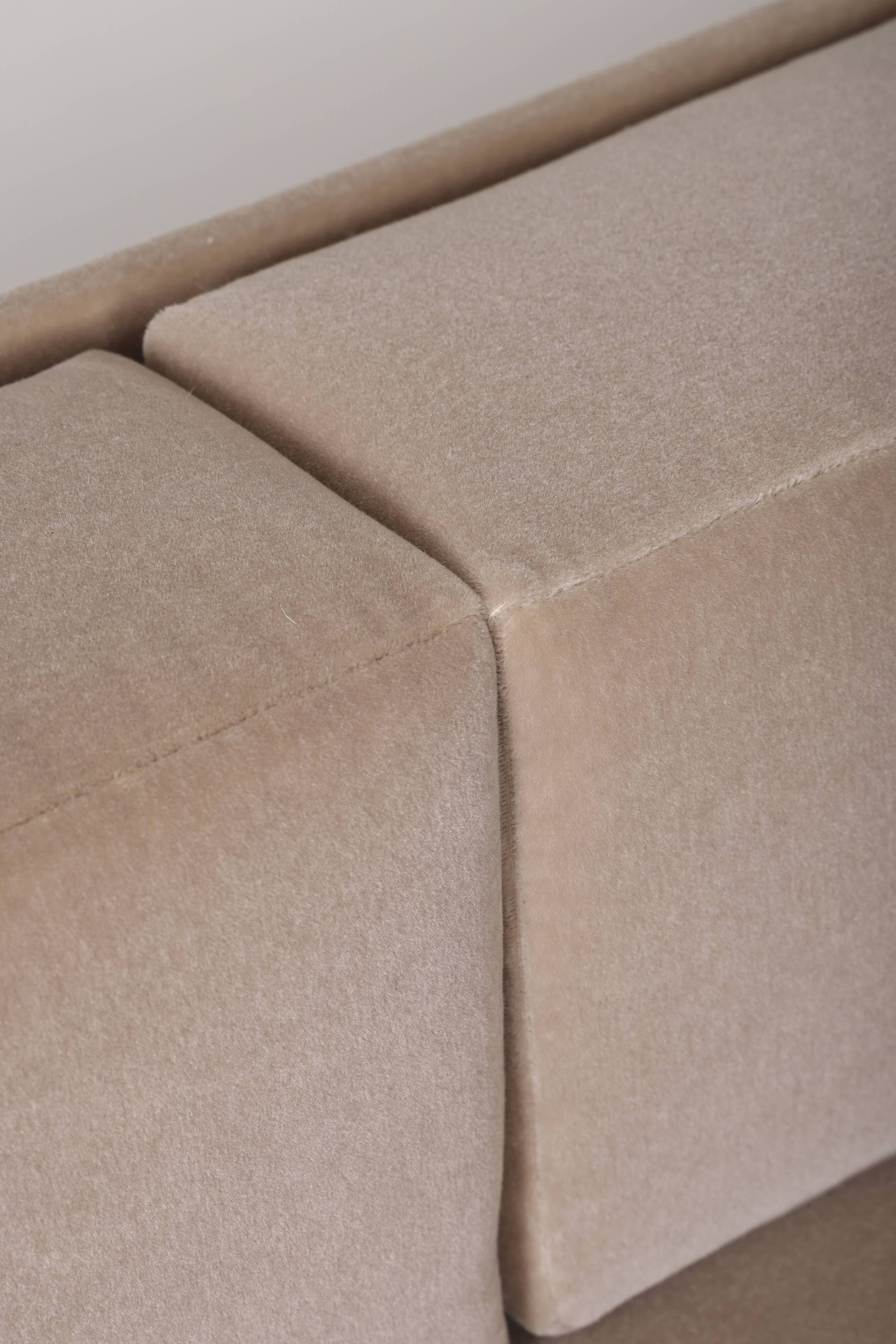 Aluminum and mohair sofa, 1970s