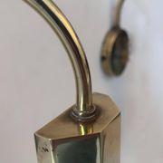 Pair of vintage adjustable wall lights, solid brass, France 1970