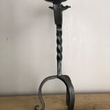 Pair of wrought iron candlesticks