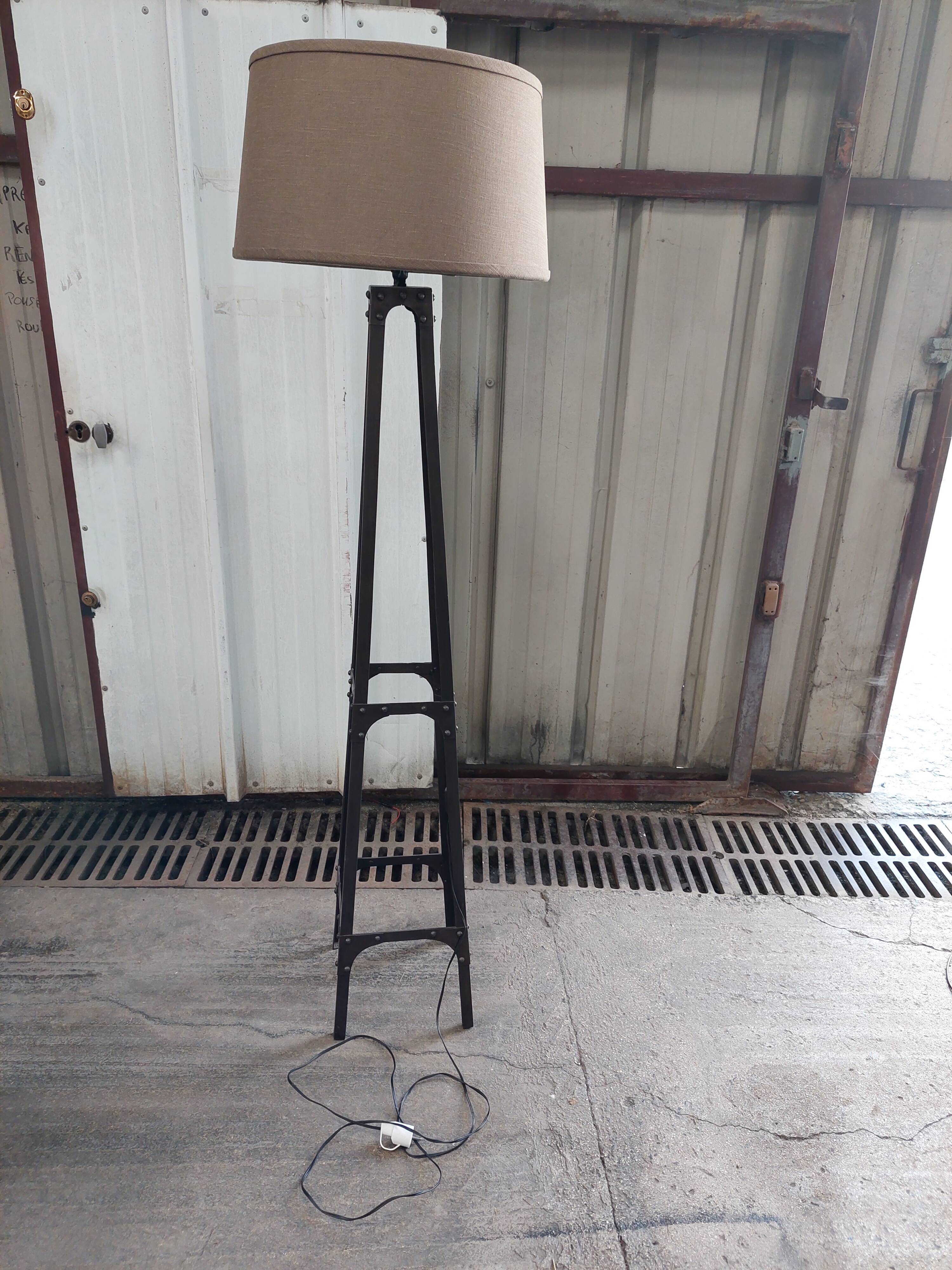Dark brown industrial floor lamp