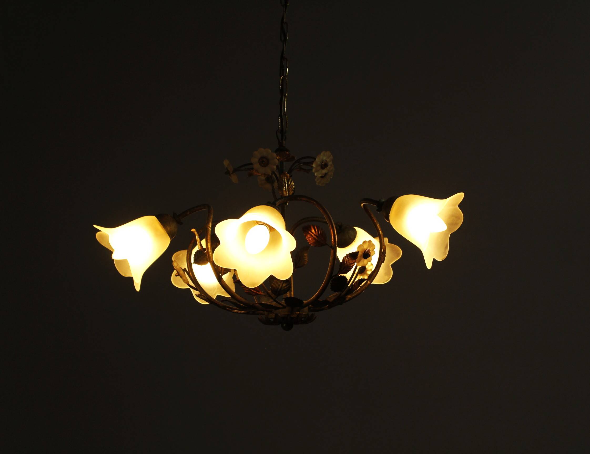 Vintage Floral Pendant Light from W.Müller-München 1980s