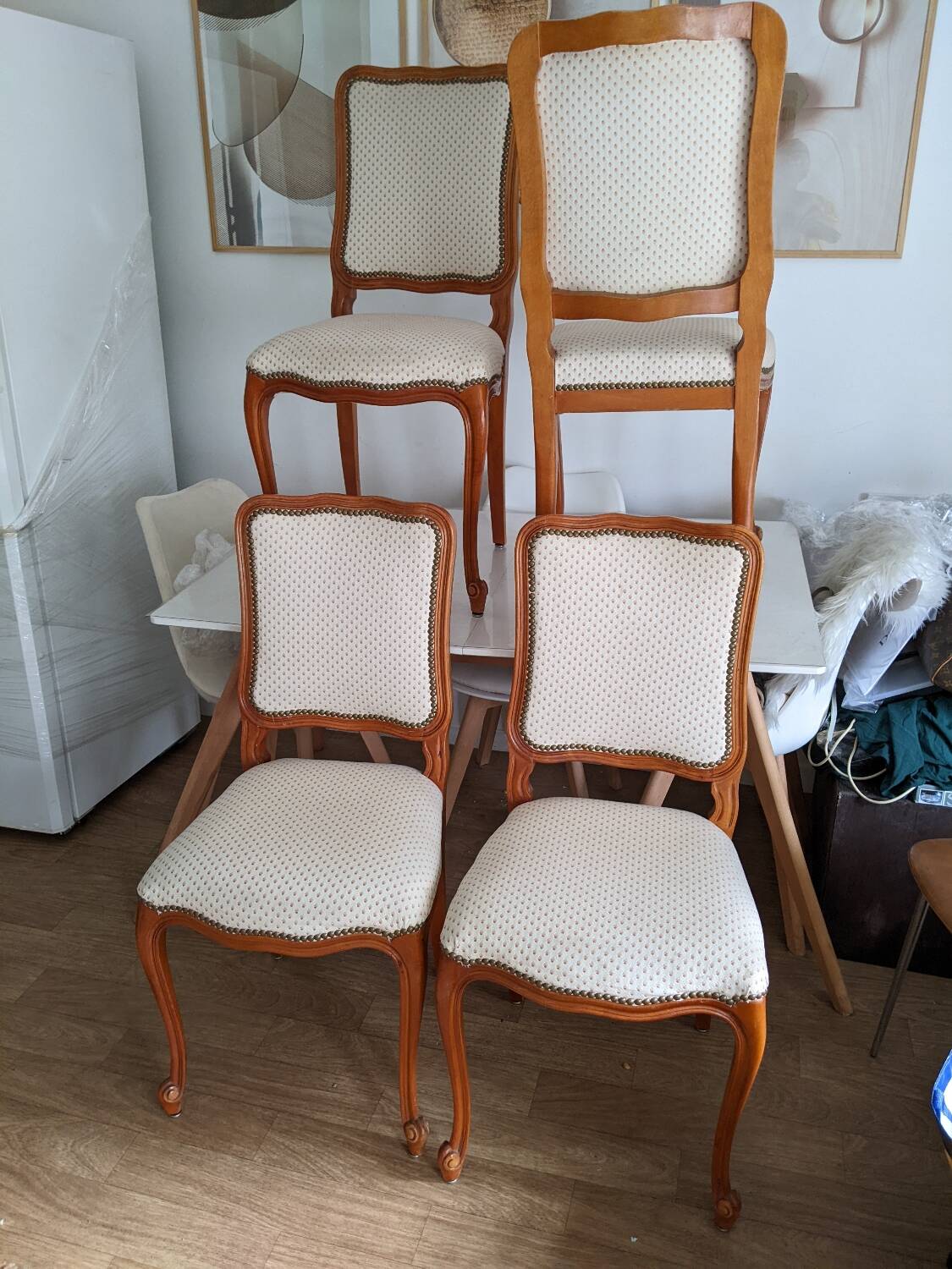 Lot de 4 Chaises Vintage Style Louis XV / Louis Philippe