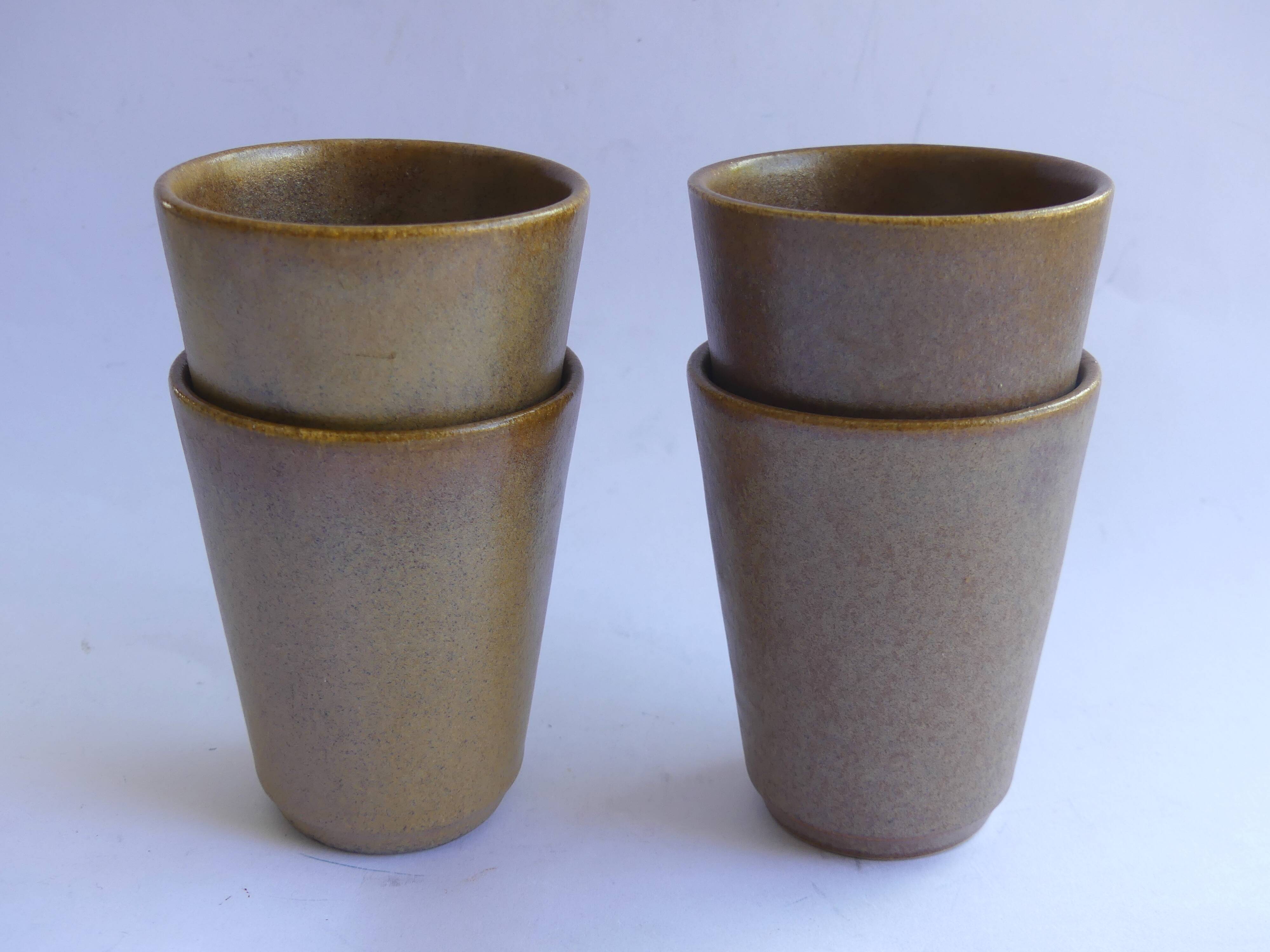 4 stoneware Digoin coffee cups