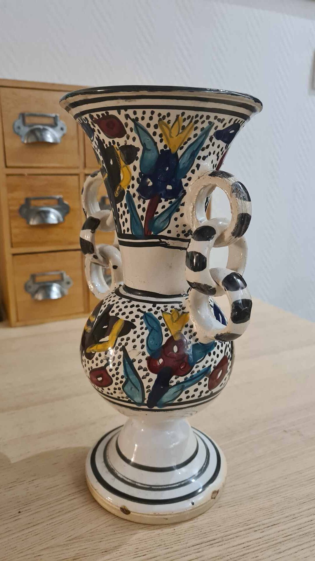 Artisanal vase in glazed ceramic, vintage 50s