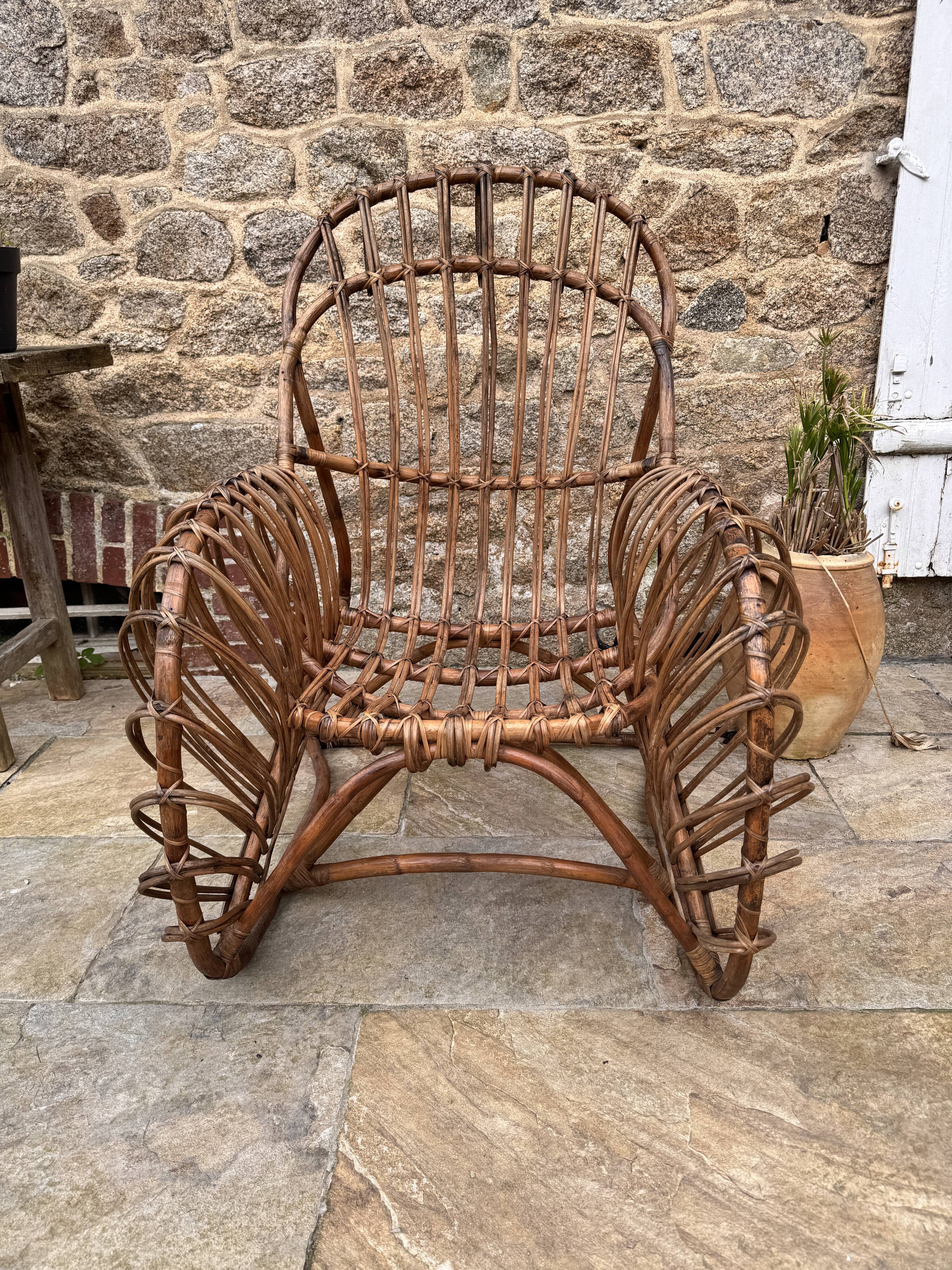 Vintage rattan armchair