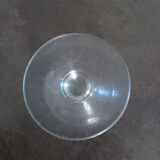 Vintage crystal aperitif glasses with engraved wheat ear pattern.