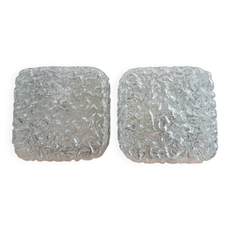 Pair of Limburg A669 sculpted glass ceiling lights, 1970s Germany