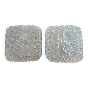 Pair of Limburg A669 sculpted glass ceiling lights, 1970s Germany