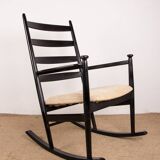Danish Rocking Chair in lacquered wood and fabric model 218, Thomas Harlev 1960.