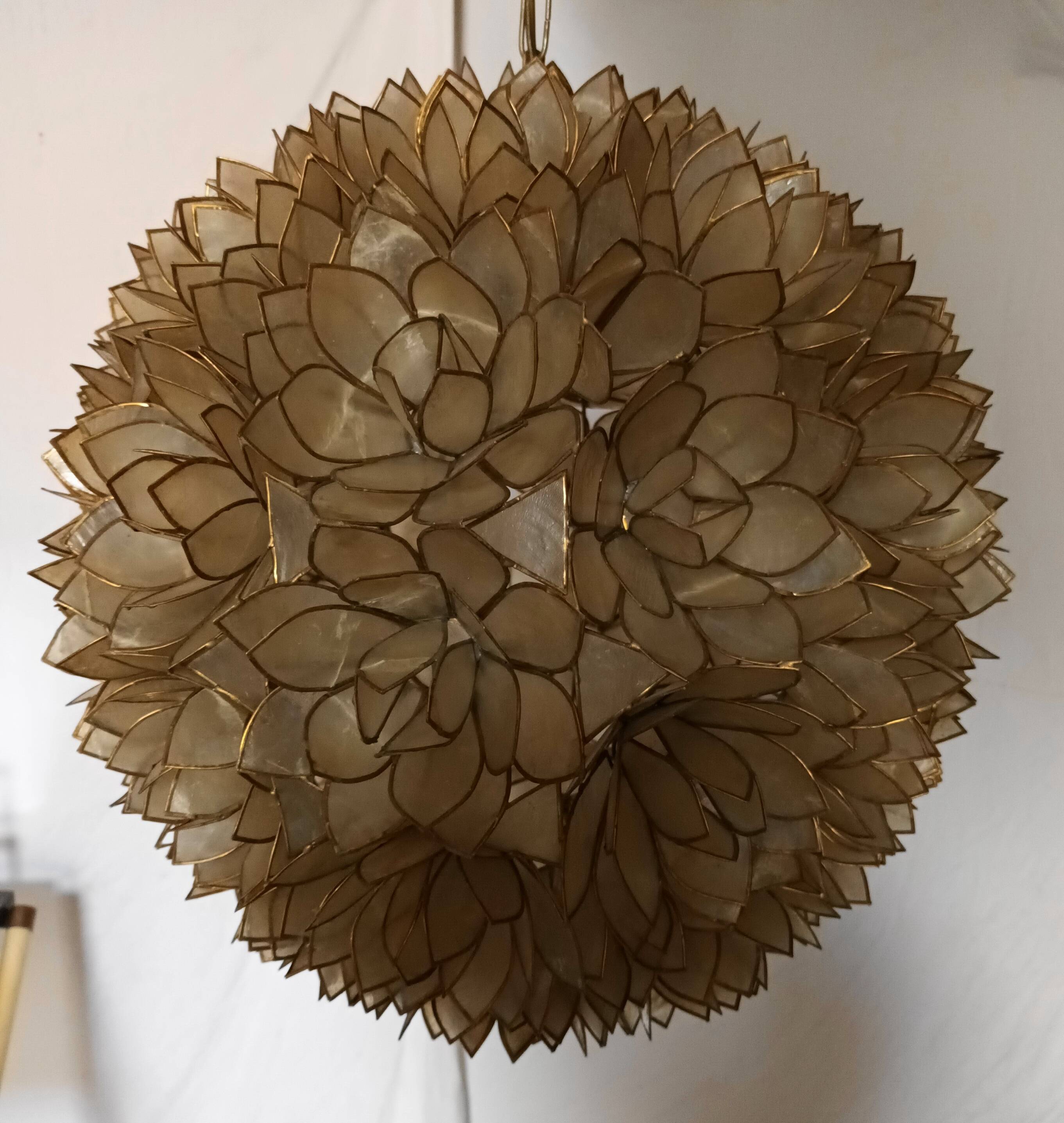 Capiz mother-of-pearl chandelier for Rausch, 1960s