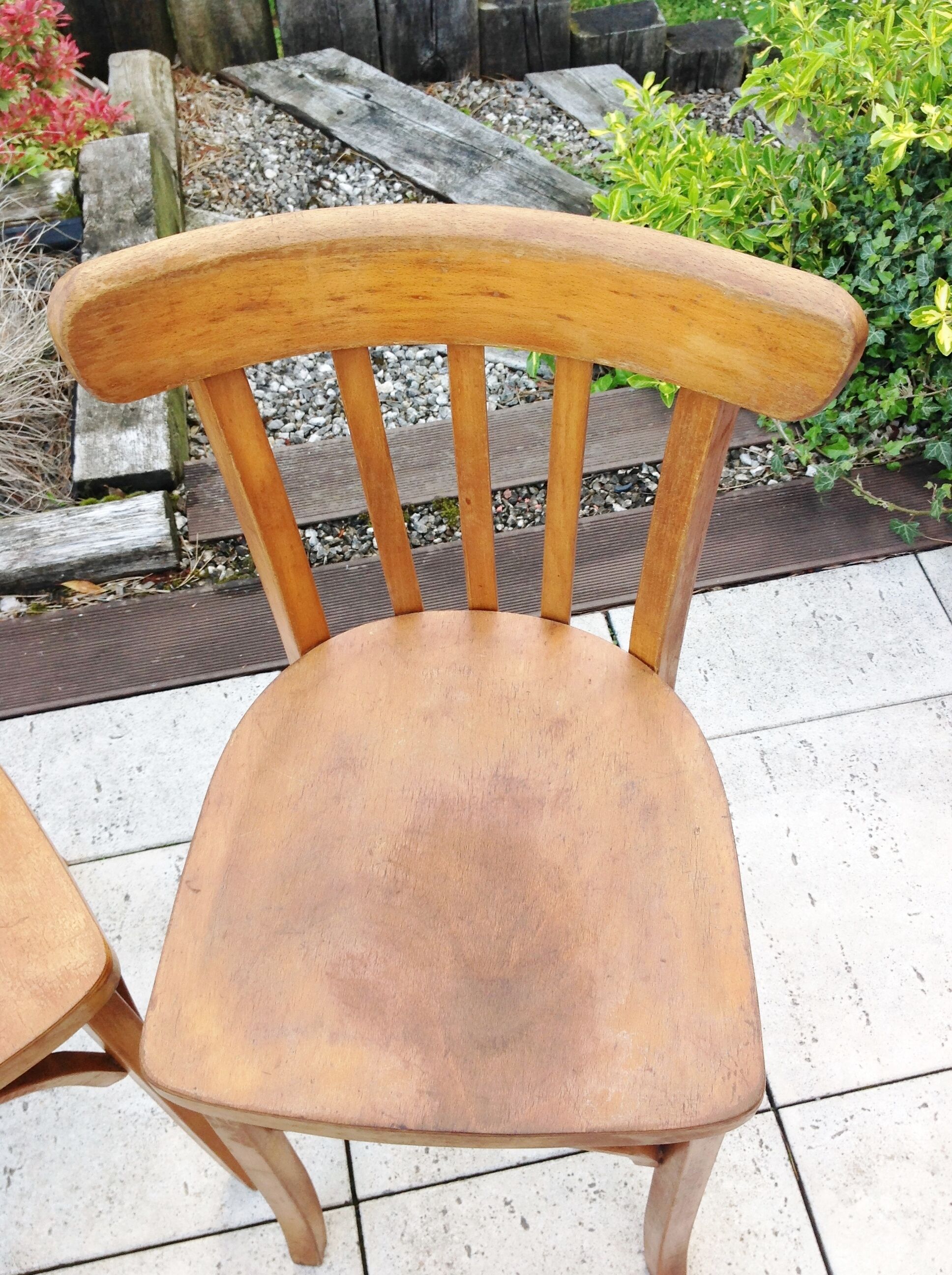 Pair of foot bistro chairs with bows / vintage 40-50s