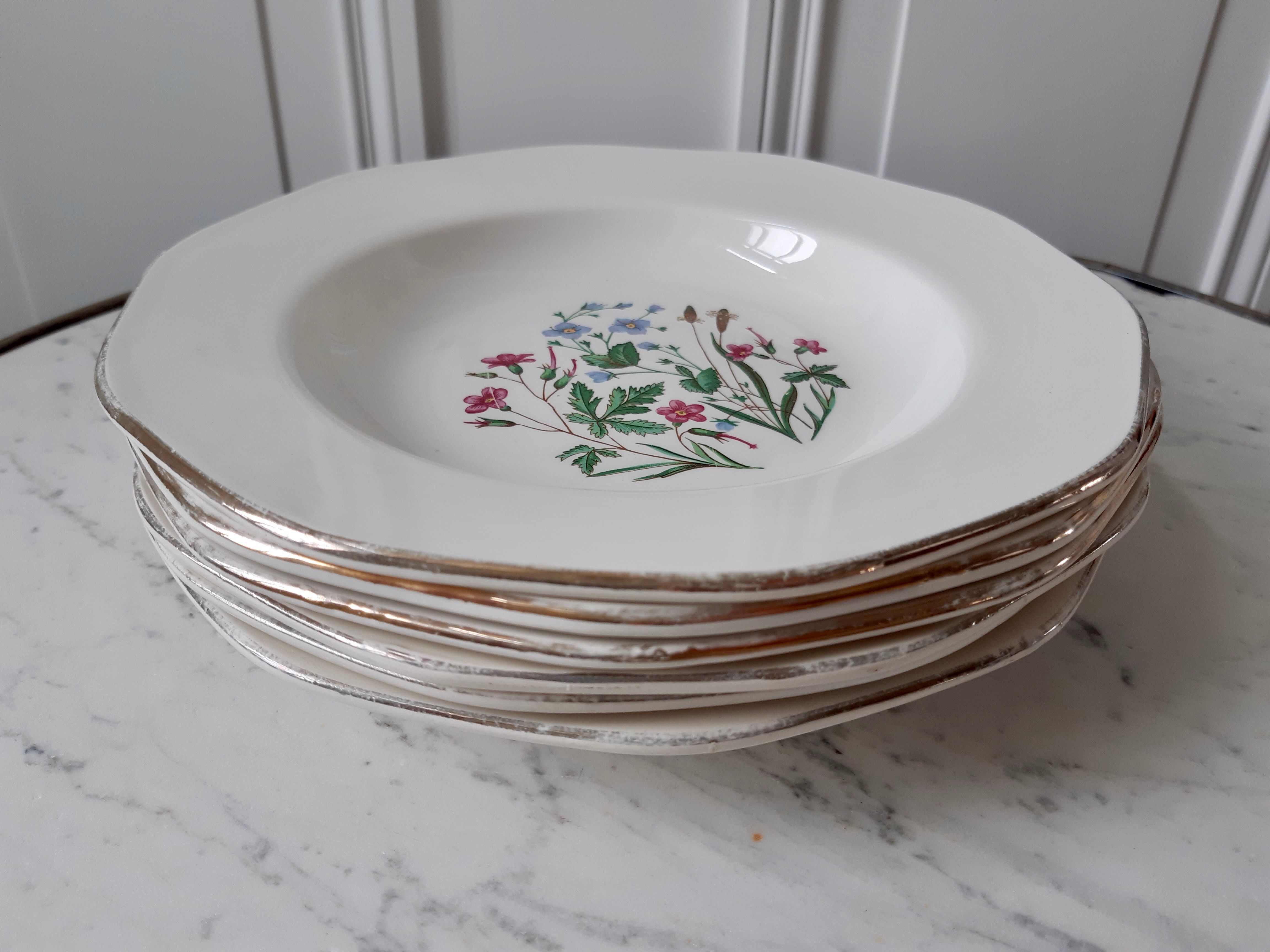 Lot of 6 hollow plates Digoin Sarreguemines model Naïade