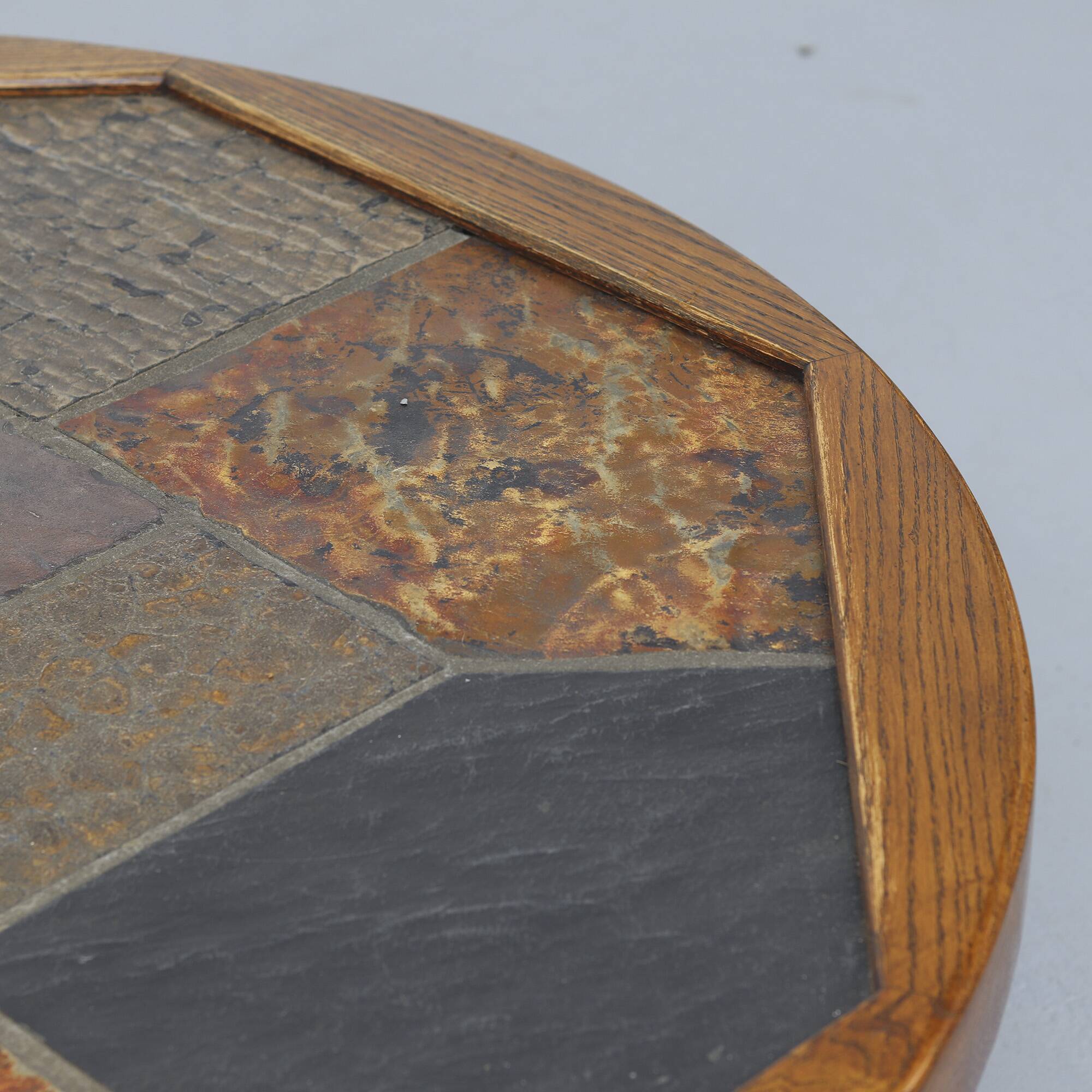 Large Round Vintage Brutalist Coffee Table