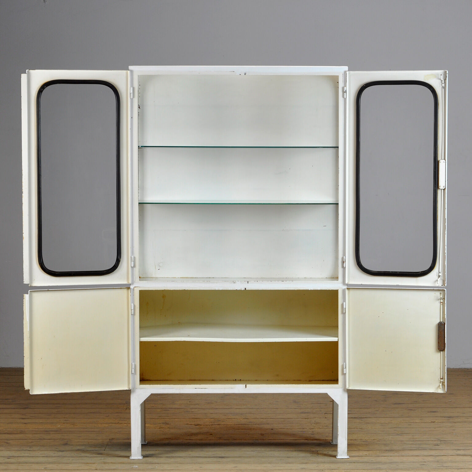 Glass & iron medical cabinet, 1970s