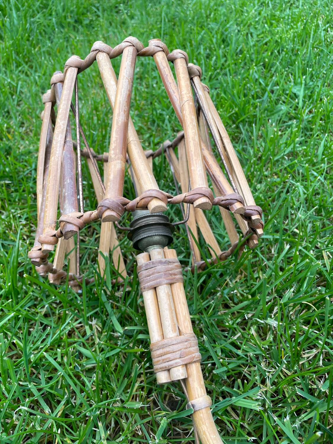 Vintage rattan wall lamp 1960