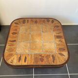 Coffee table Roger Capron ceramic herbarium and vintage wood year 1960