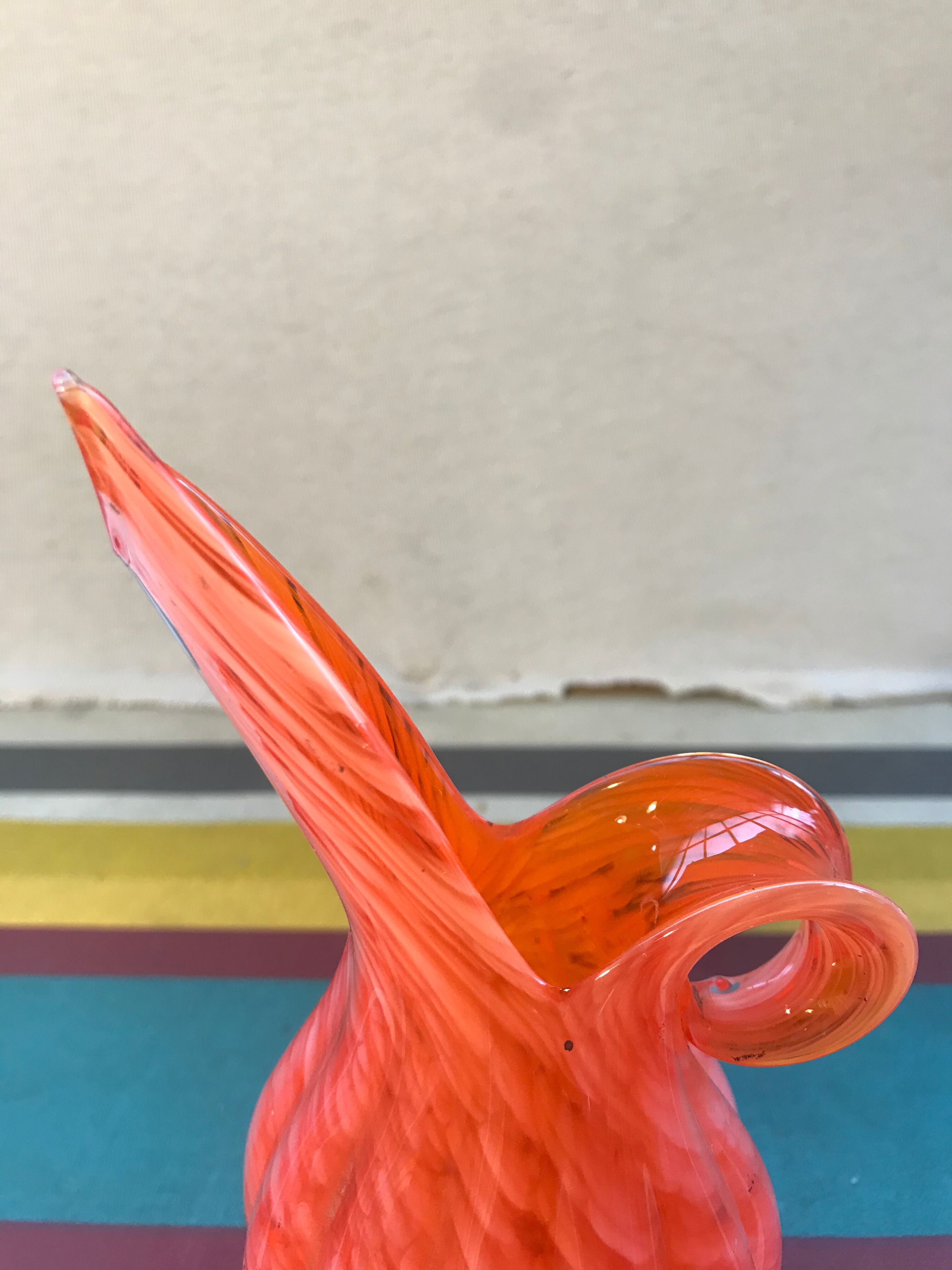 Former Murano pitcher multilayer glass blown rose - anse vintage