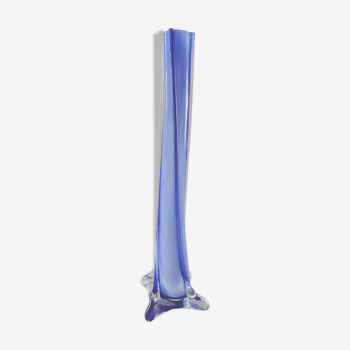 Large and fine vase soliflore glass, blue