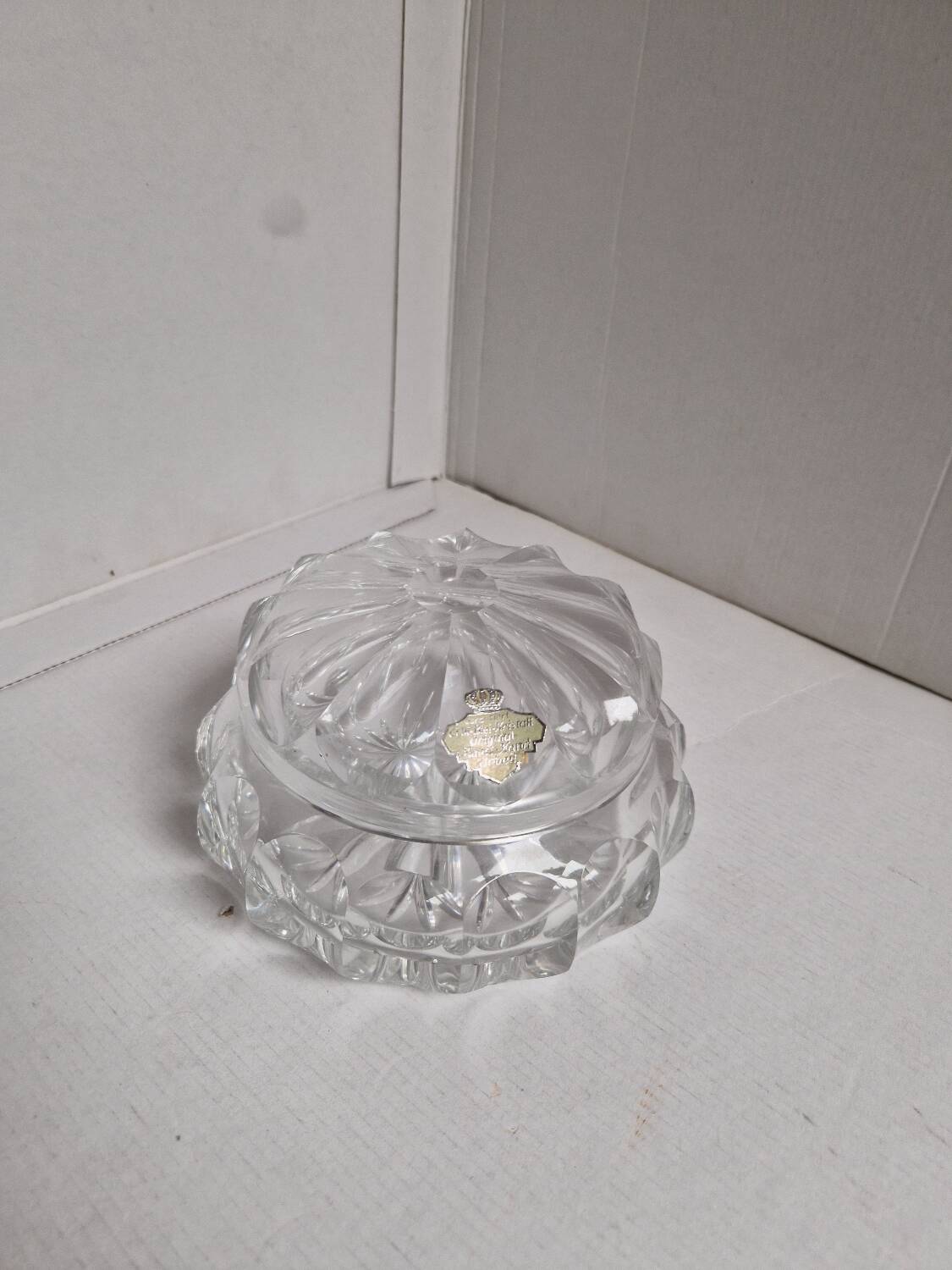 Old vintage decorative chiseled crystal candy box