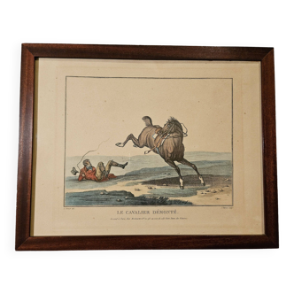 Equestrian engraving "the dismounted rider" DARCIS after Carles VERNET