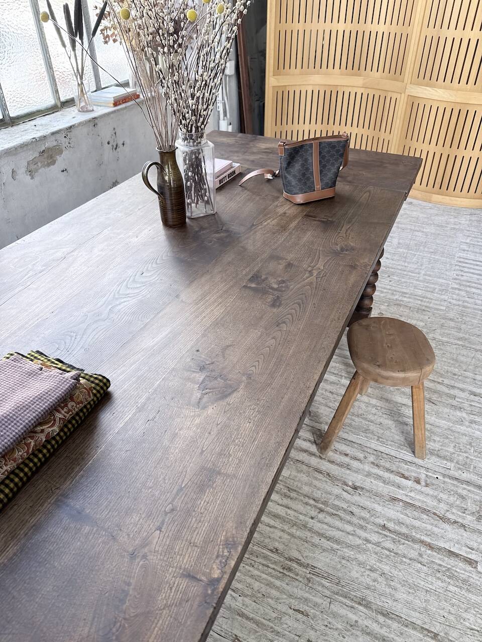 Solid oak table 1900 drapery style XL 280cm with extensions