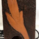 Brutalist ceramic lamp with stylized bird decor