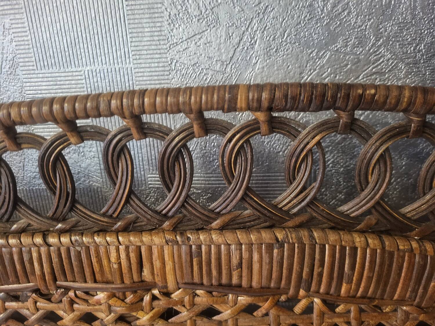 Large rattan peacock headboard "Emmanuelle" Vintage