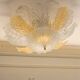 Vintage Murano chandelier/ceiling light with 16 white and amber leaves.