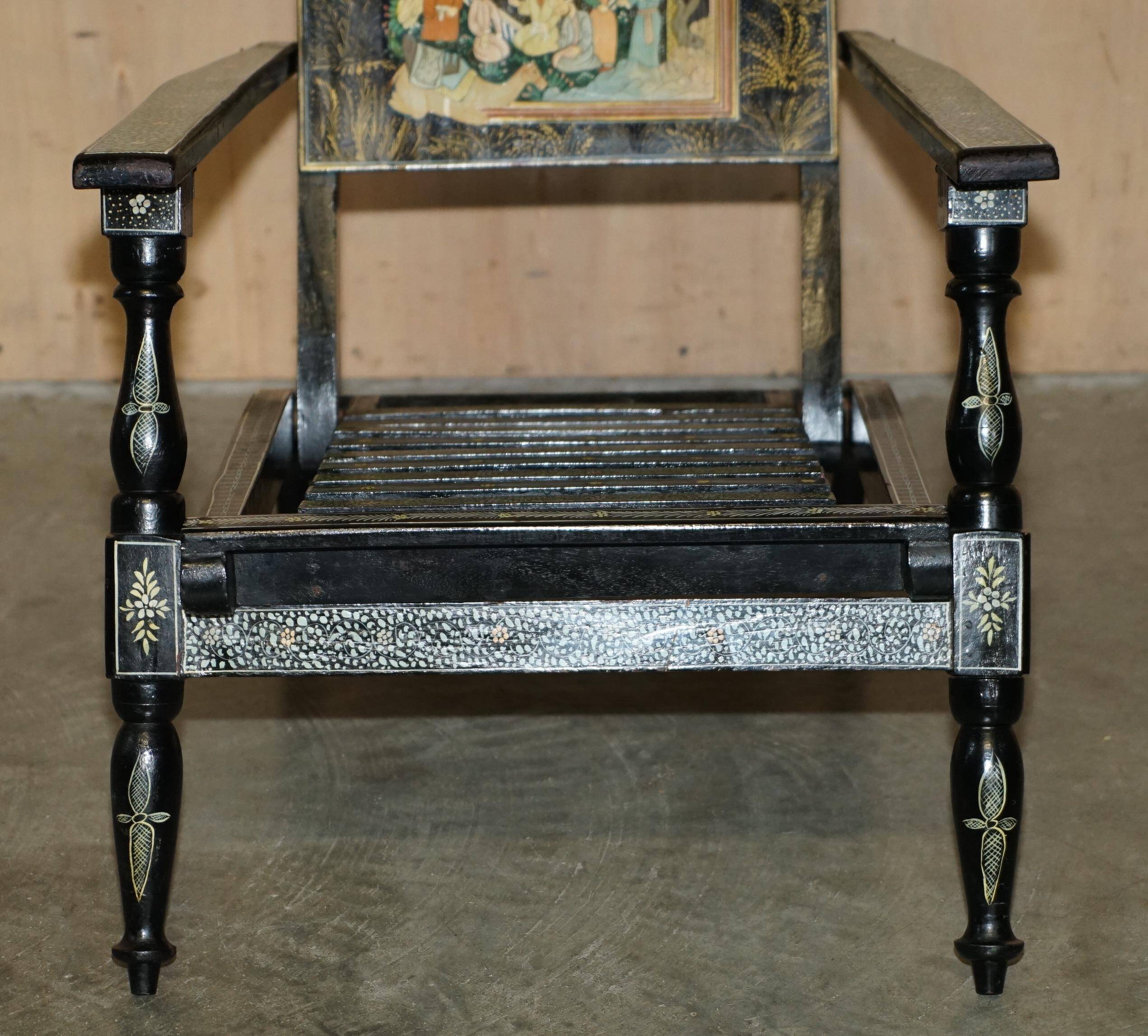 Vintage Anglo-Indian folding chair hand-painted.