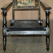 Fauteuil pliant anglo-indien vintage peint à la main