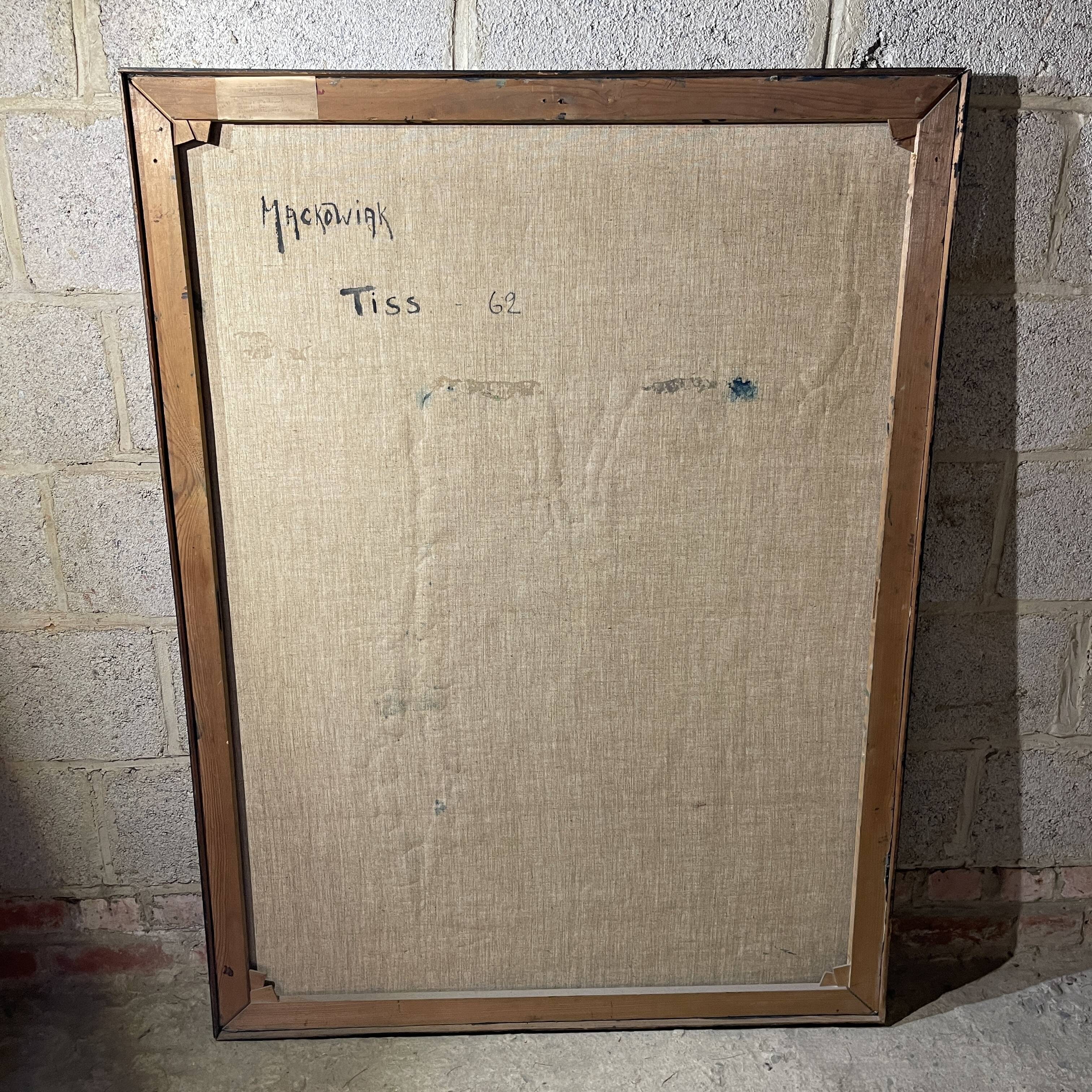 Belgian abstract painting, MACKOWIAK ERWIN "Tiss" painter oil on canvas, 1962