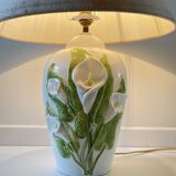 Italian ceramic lamp with arum flowers
