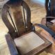 Pair of Art Deco armchairs in wood and cane.