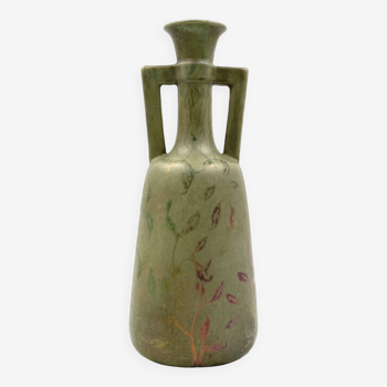 Vase Art Déco vert irisé, Montières France années 1930