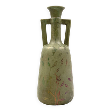 Vase Art Déco vert irisé, Montières France années 1930