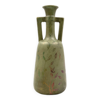Vase Art Déco vert irisé, Montières France années 1930