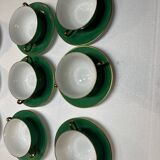 Service 14 cup and saucer in Art Deco Emerald Green and Gold.