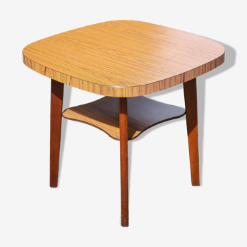 Table vintage, table bois, table basse formica, table 2 étages